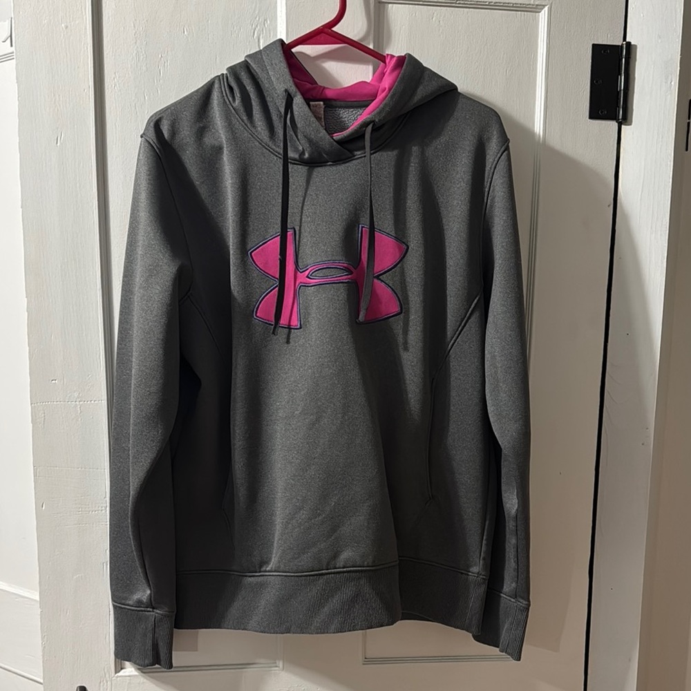 Under Armour Gray Hoodie with Pink Logo